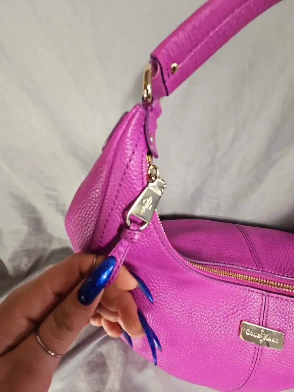 Cole Haan Village Hobo Pebble Leather Shoulder Bag in Pink